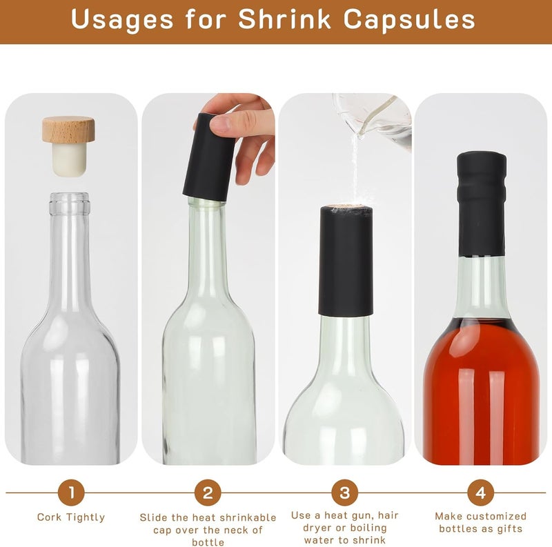 DHSBTLS 12 Pack 12 oz/ 375 ml Clear Glass Bottles With Cork Lids & Seal Shrink Capsules Caps, Home Brewing Wine & Juicing Bottles for Bordeaux Wine,Beverage, Sparkling Wine, Kefir, Decor - Image 4